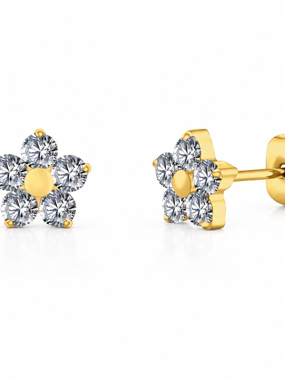 Small 18k Gold Filled Titanium Gold Flower Cluster Sapphire Earrings